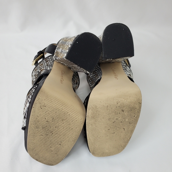 Calvin Klein VALLIN Faux Snake Skin Open Toe Block Heels - Picture 8 of 10